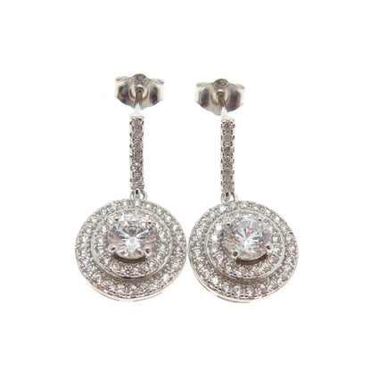 925 Sterling Silver Round-Cut C Z Drop Earrings