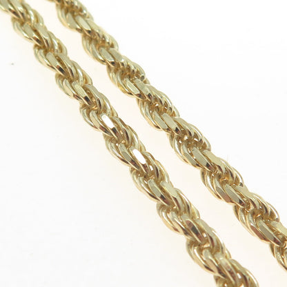 925 Sterling Silver Gold Plated Italy Twisted Rope Chain Necklace 16"