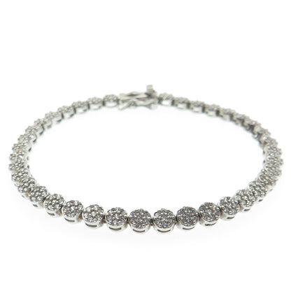 925 Sterling Silver Round-Cut C Z Tennis Link Bracelet 7"