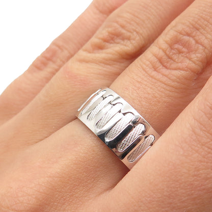 NEOS 925 Sterling Silver Textured Sewing Stitches Band Ring Size 8.75