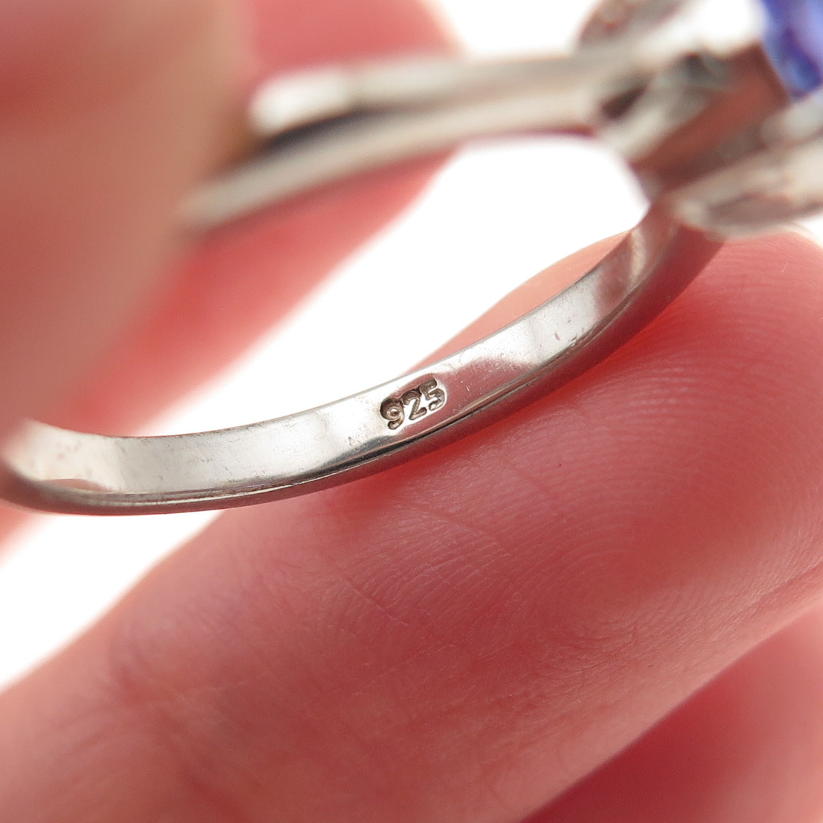 D'Joy 925 Sterling Silver Real Round-Cut Tanzanite Ring Size 8