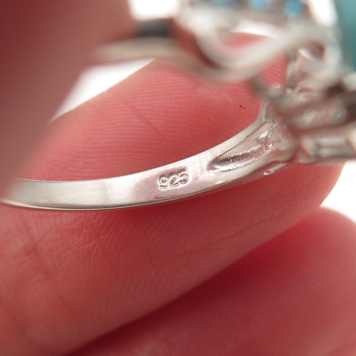 925 Sterling Silver Real Turquoise & Apatite Ring Size 8