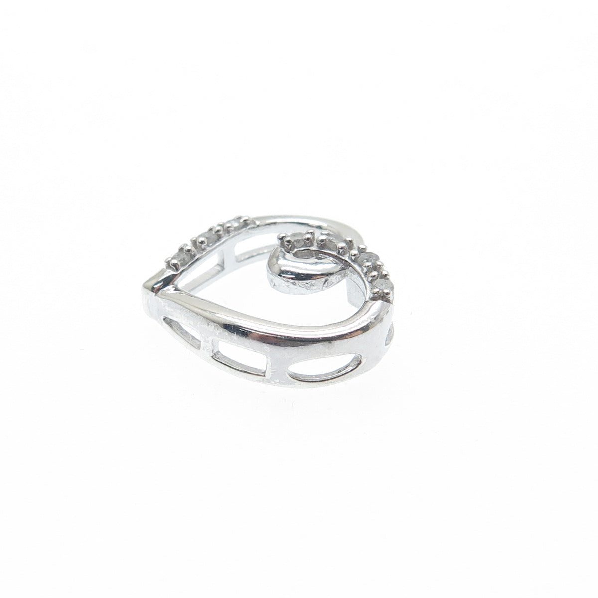 CHARLES WINSTON 925 Sterling Real Diamond Heart Minimalist Slide Pendant