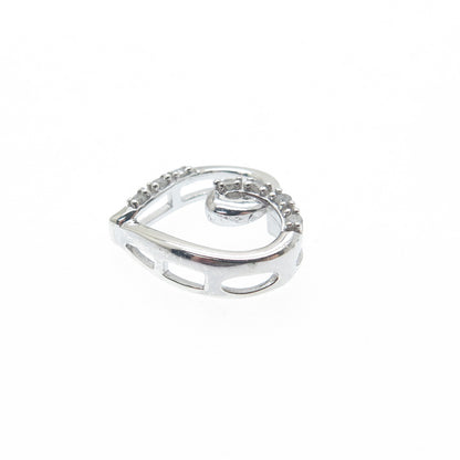 CHARLES WINSTON 925 Sterling Real Diamond Heart Minimalist Slide Pendant