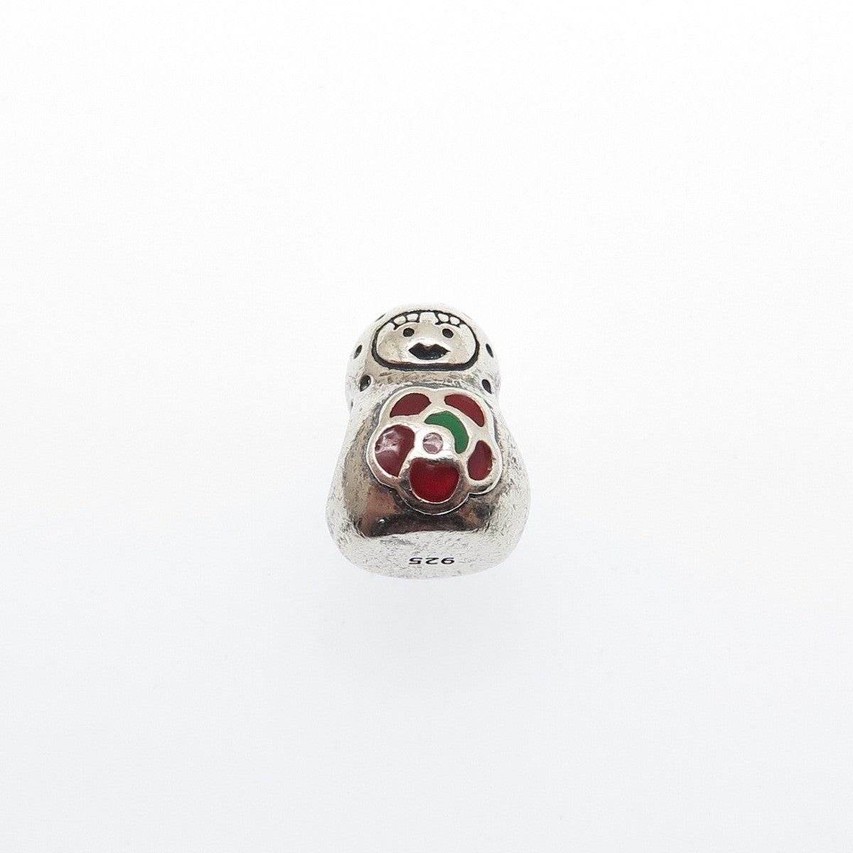 925 Sterling Silver Vintage Enamel Flower Baby Doll Bead Charm