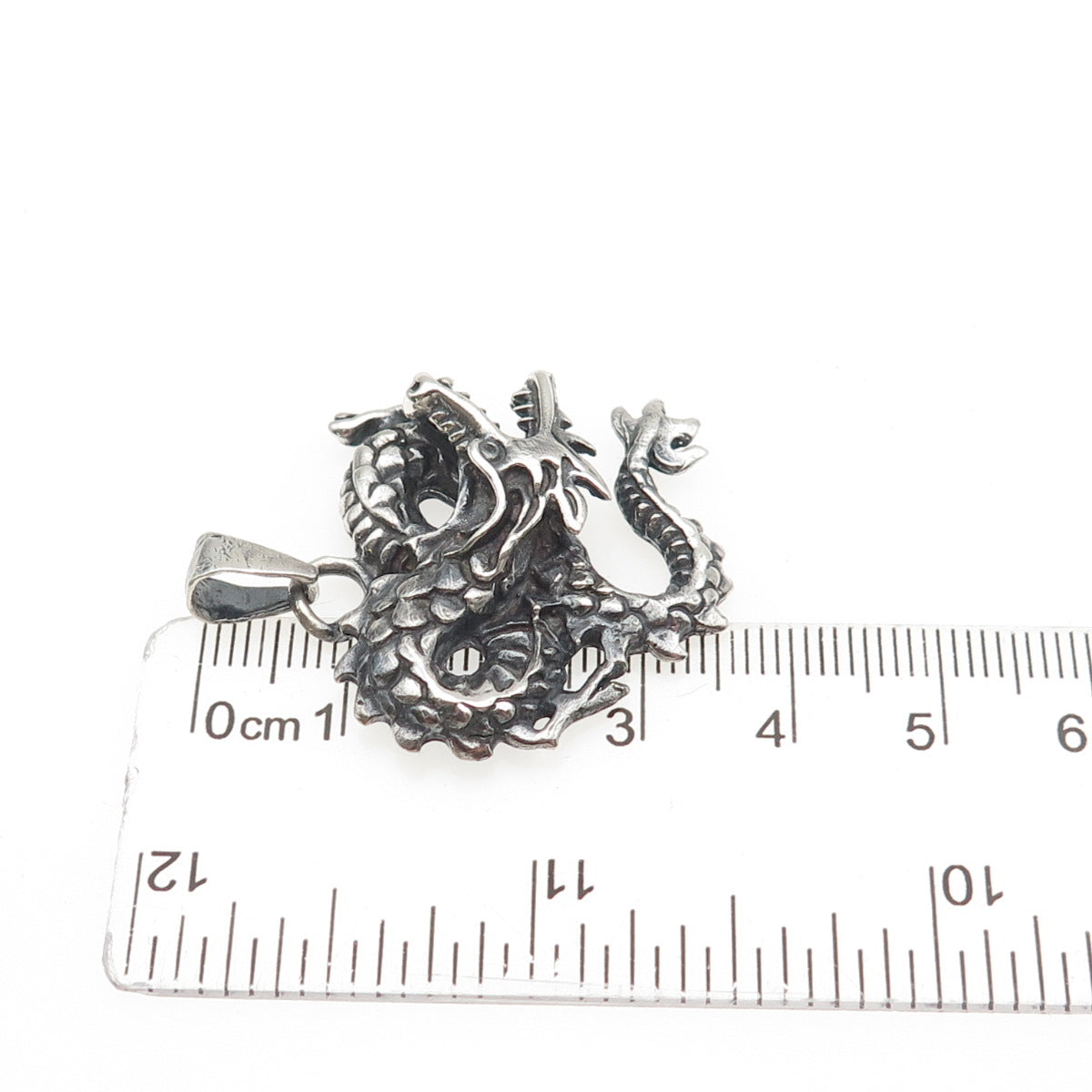 925 Sterling Silver Vintage Royal Dragon Oxidized Charm Pendant