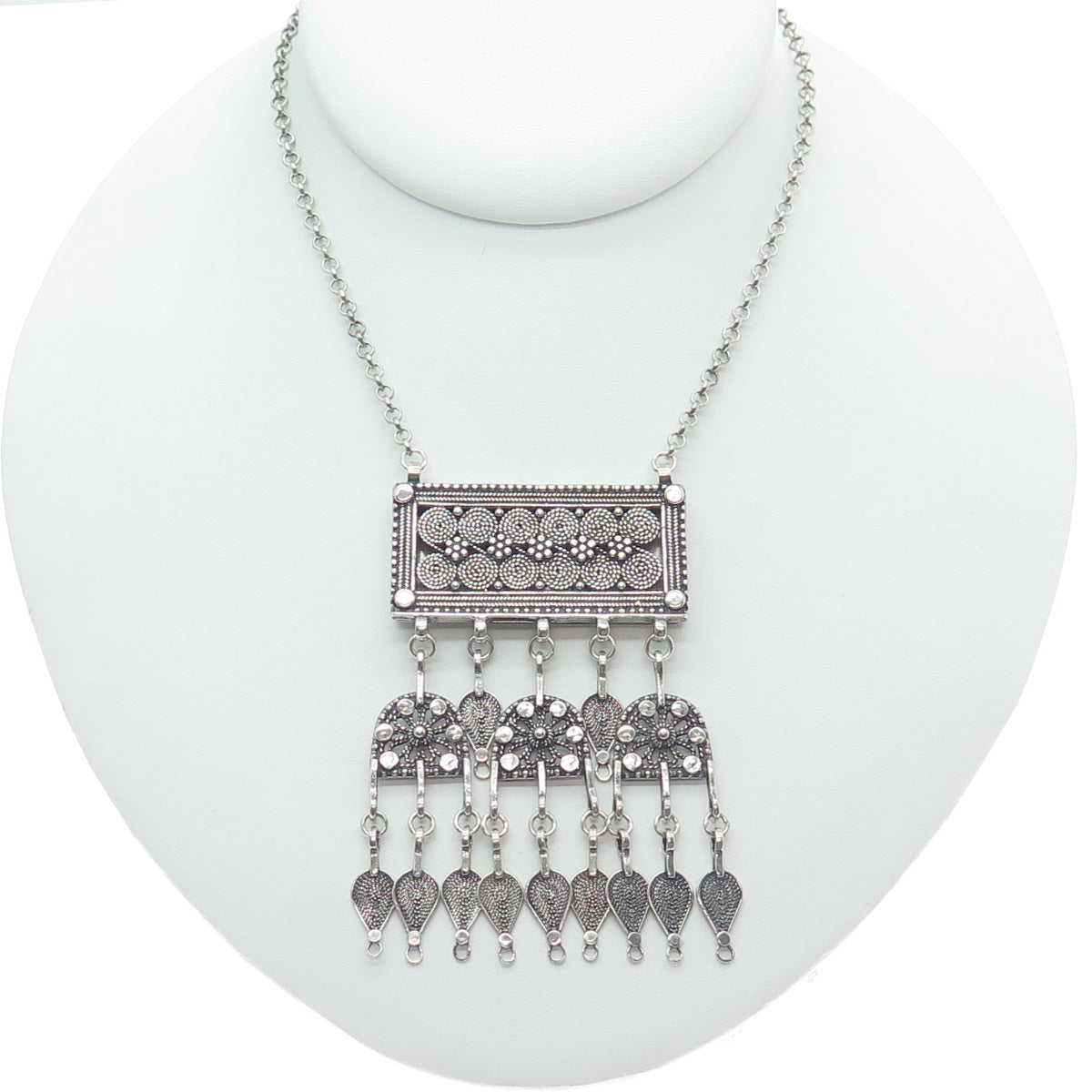 AZRIEL DAVID 925 Sterling Silver Vintage Locket Oxidized Rolo Chain Necklace 20"
