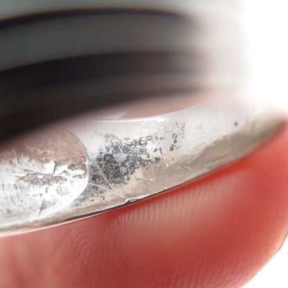 925 Sterling Silver Vintage Modernist Ribbed Ring Size 7.25