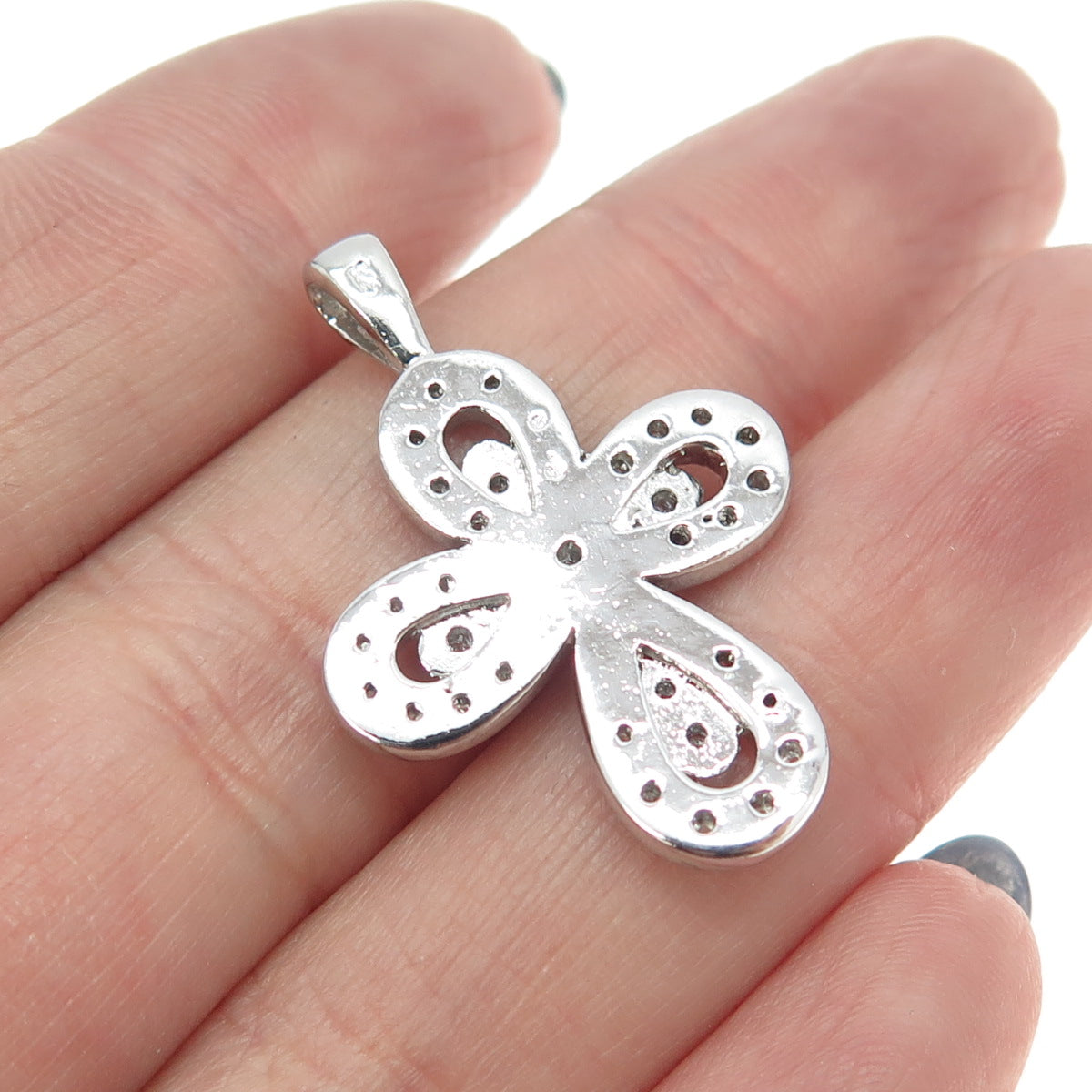 925 Sterling Silver Round-Cut C Z Cross Pendant