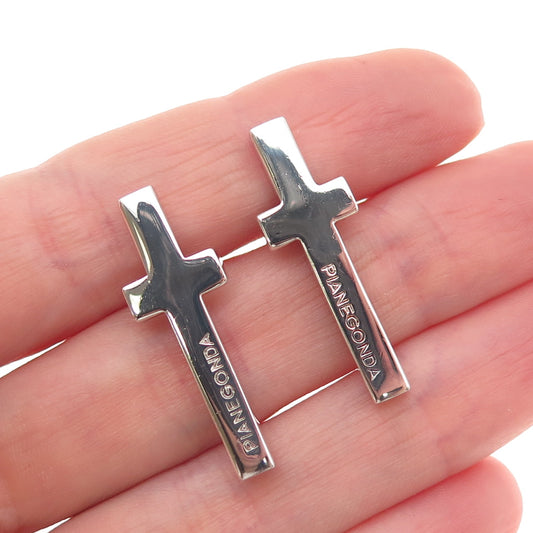 Pianegonda 925 Sterling Silver Vintage Italy Cross Earrings
