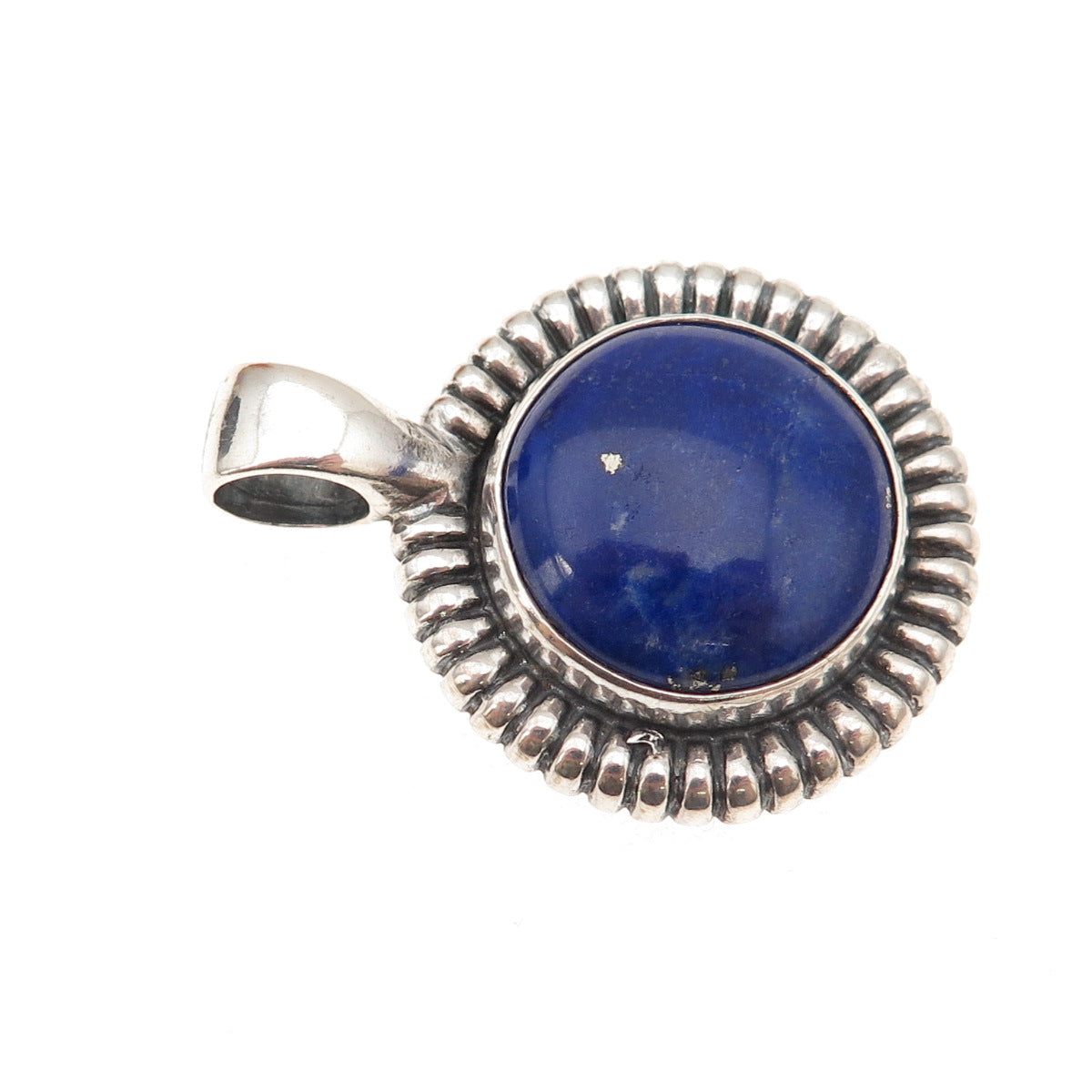Shube 925 Sterling Silver Vintage Real Lapis Sun Oxidized Pendant