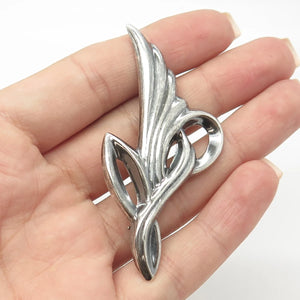 925 Sterling Silver Vintage Ribbed Modernist Pin Brooch