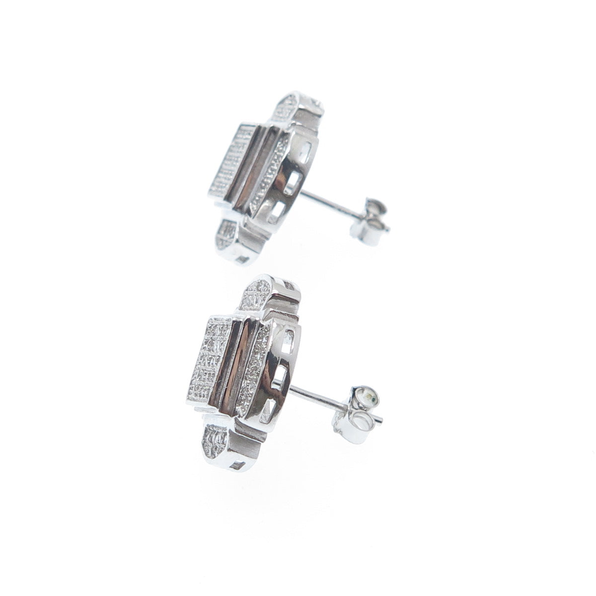 925 Sterling Silver Round-Cut C Z Sparkle Cross Stud Earrings