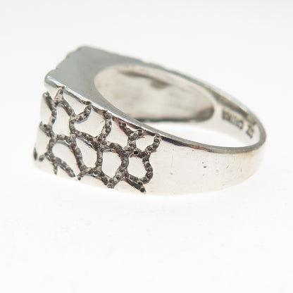 925 Sterling Silver Vintage Round-Cut C Z Dragon Skin Oxidized Ring Size 10.75