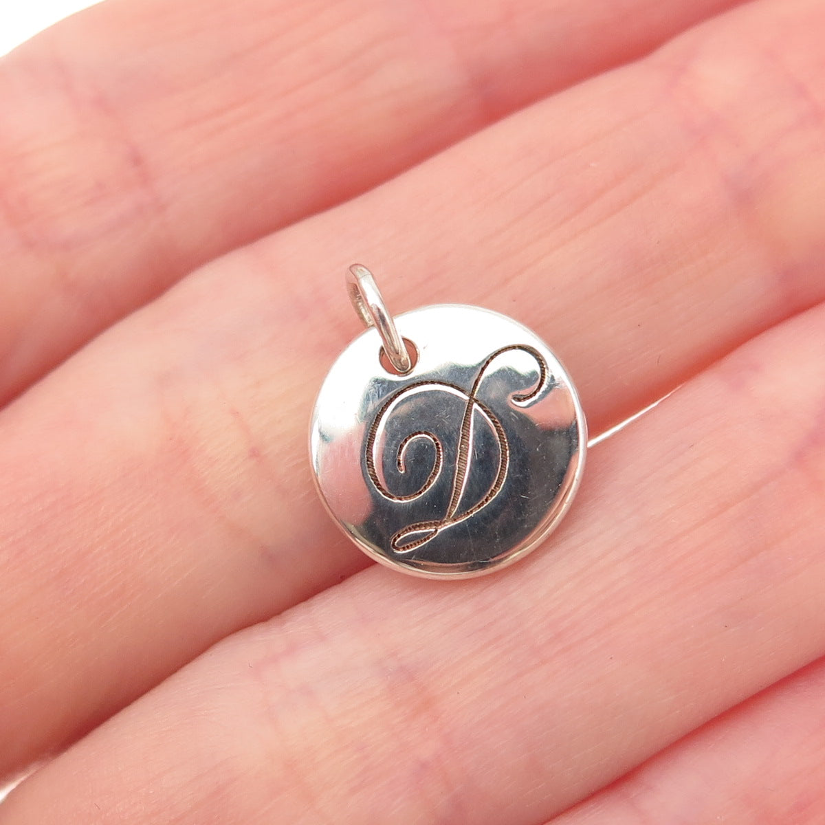 Tiffany & Co. 925 Sterling Silver Vintage Letter D Initial Tag Charm Pendant