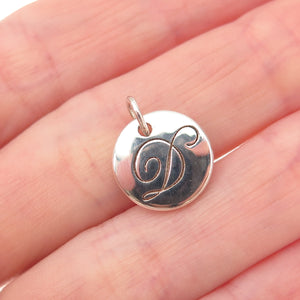 Tiffany & Co. 925 Sterling Silver Vintage Letter D Initial Tag Charm Pendant
