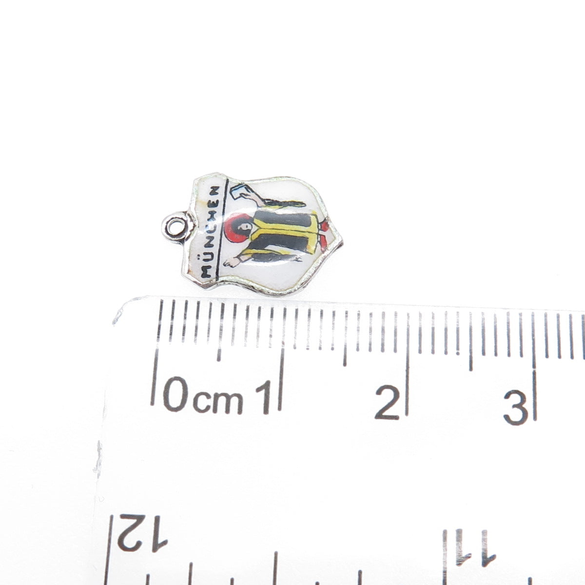 925 Sterling Silver Vintage Enamel Munich Coat of Arms Minimalist Charm Pendant