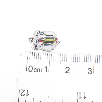 925 Sterling Silver Vintage Enamel Munich Coat of Arms Minimalist Charm Pendant