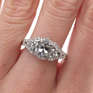 Chuck Clemency 925 Sterling Silver Real Iolite & White Topaz Ring Size 8