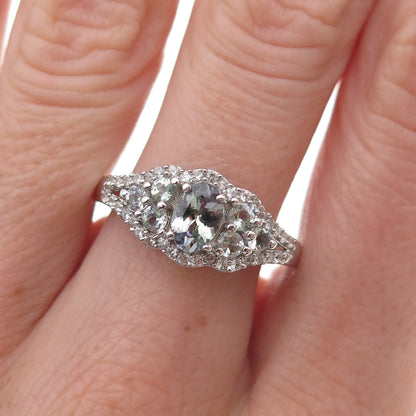 Chuck Clemency 925 Sterling Silver Real Iolite & White Topaz Ring Size 8