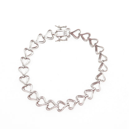 Ross Simons 925 Sterling Black Rhodium Real Diamond Accent Heart Bracelet 7.5"