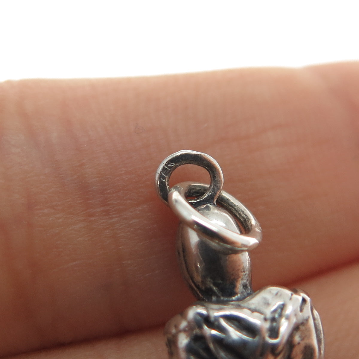 925 Sterling Silver Vintage Modernist Praying Woman Oxidized Charm Pendant
