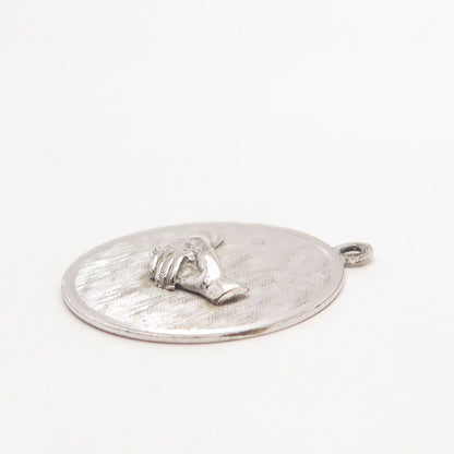 925 Sterling Silver Vintage M&M Charlene Thank You Doris 1873 Handshake Pendant