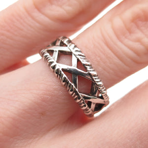 Dallas Museum of Art 925 Sterling Silver Vintage X-Shape Ring Size 6.25