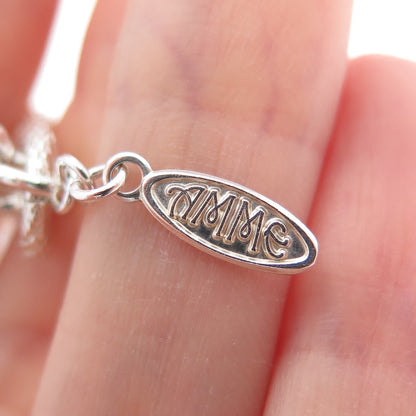 AMME 925 Sterling Silver Textured Cable Link Bracelet 8"
