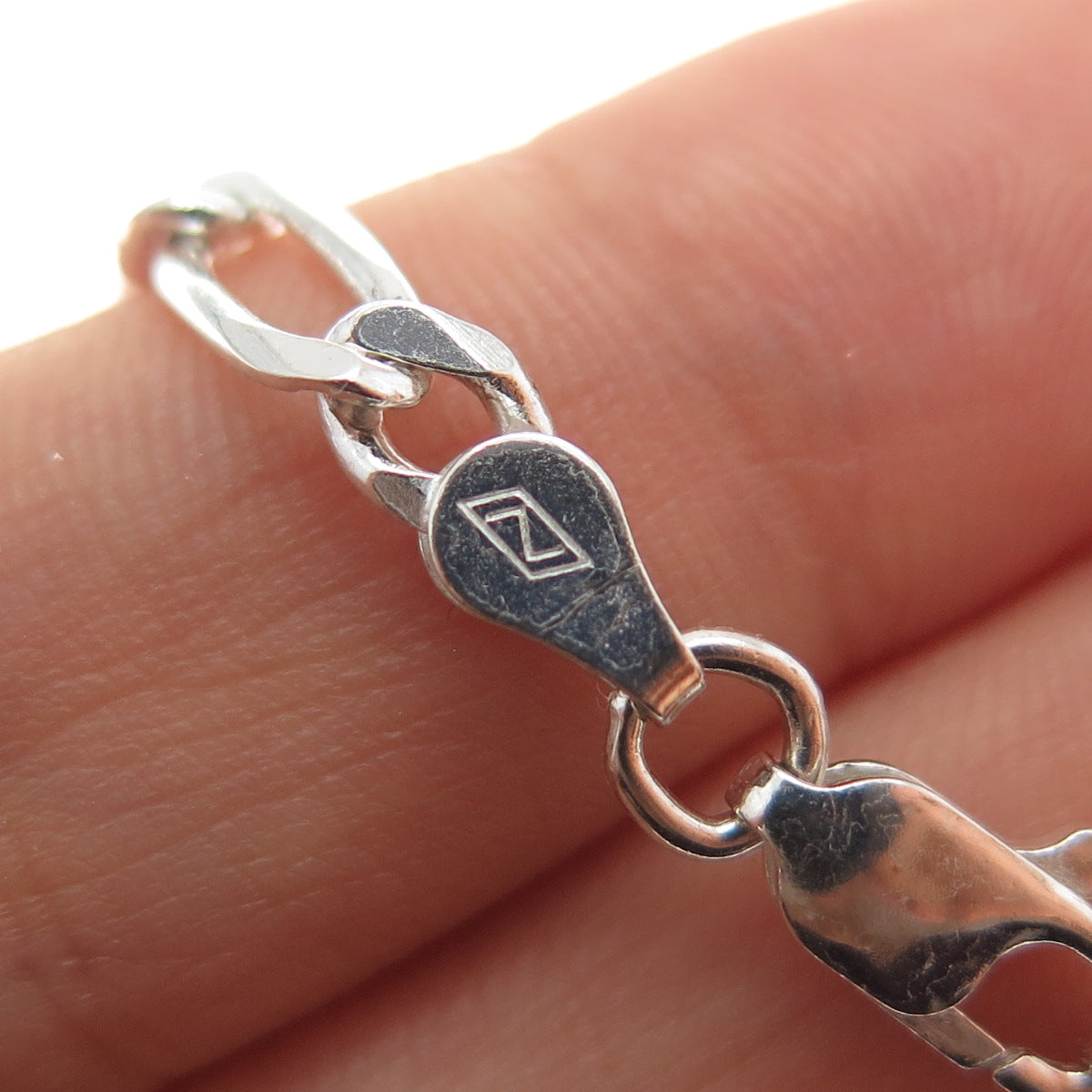 925 Sterling Silver Vintage Italy Figaro Chain Necklace 22"