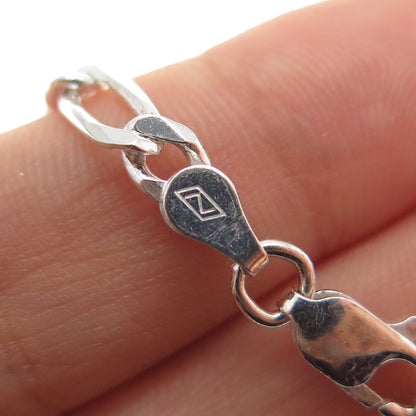 925 Sterling Silver Vintage Italy Figaro Chain Necklace 22"