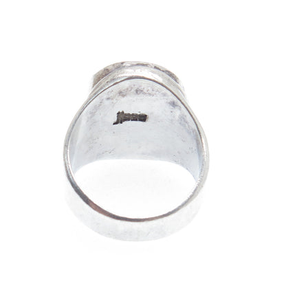 J. LEWIS 925 Sterling Silver Vintage Real Druzy Modernist Ring Size 8