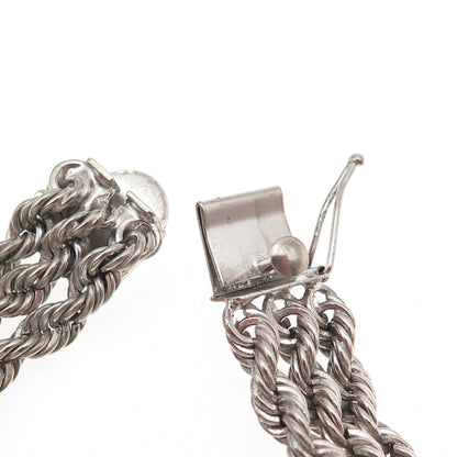 Rhythm 925 Sterling Silver Vintage Raymond Twisted Rope Link ID Bracelet 7.25"