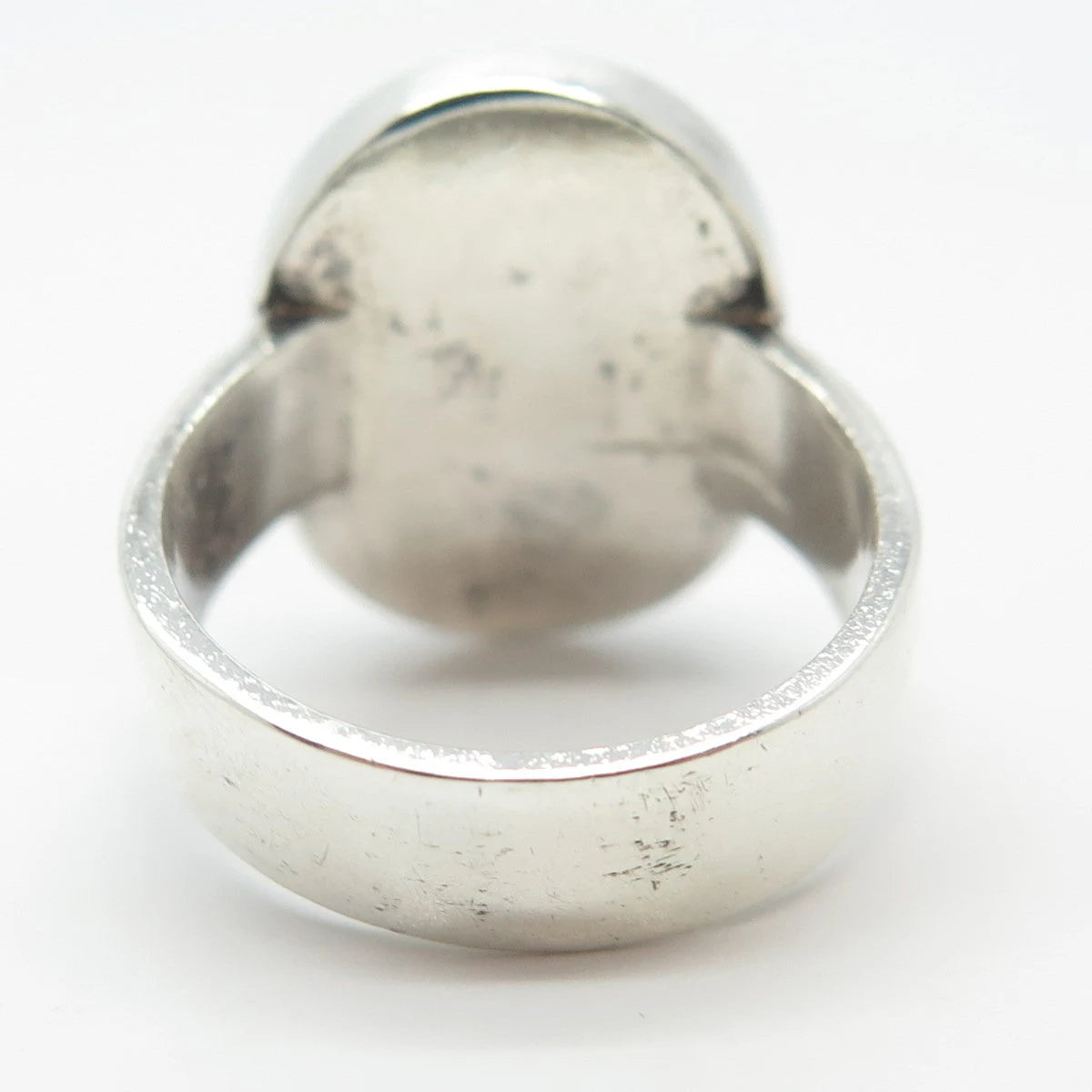 925 Sterling Silver Vintage Glass Oval Ring Size 6.25