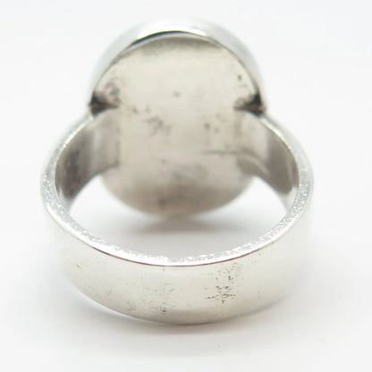 925 Sterling Silver Vintage Glass Oval Ring Size 6.25
