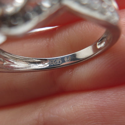 925 Sterling Silver Round-Cut C Z Infinity Twisted Promise Ring Size 7