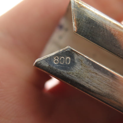 800 Silver Antique Art Deco Real Turquoise Engraved Tube Slide Lipstick Case
