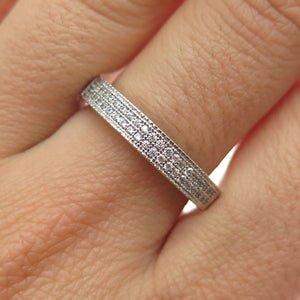 925 Sterling Silver Round-Cut C Z Half Eternity Band Ring Size 9