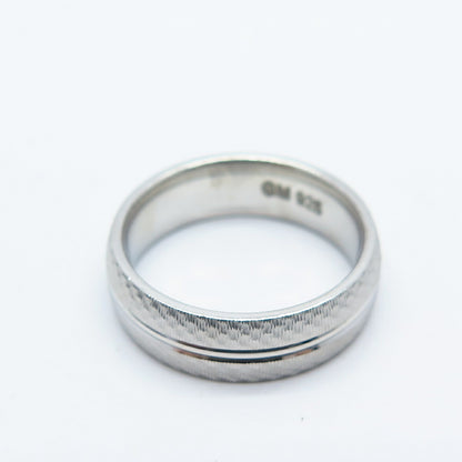 925 Sterling Silver Textured Band Ring Size 5.75