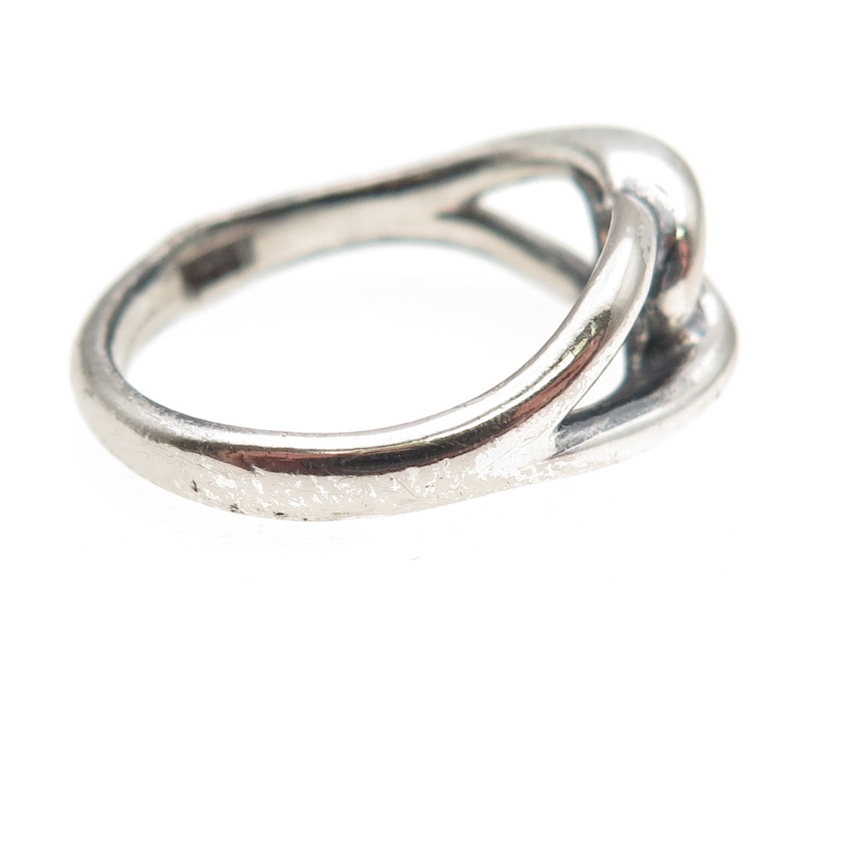 925 Sterling Silver Vintage Modernist Interlocked Oxidized Ring Size 8