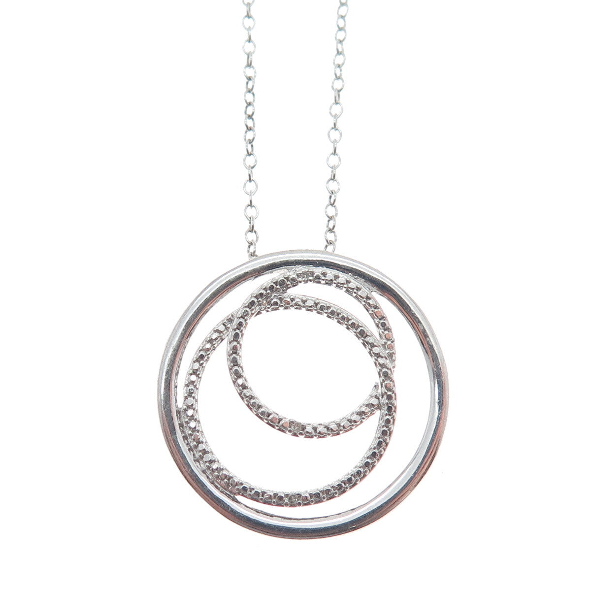 JANE SAYMOUR 925 Sterling Silver Diamond Circle of Life Cable Chain Necklace 18"