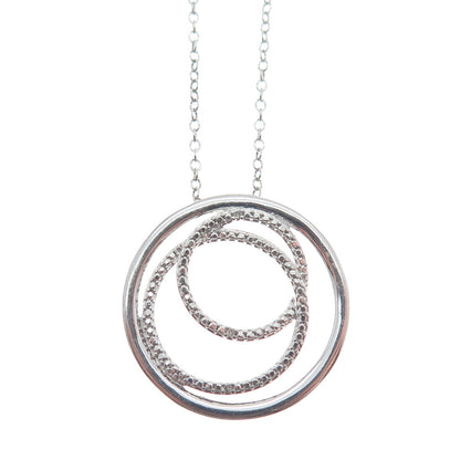JANE SAYMOUR 925 Sterling Silver Diamond Circle of Life Cable Chain Necklace 18"