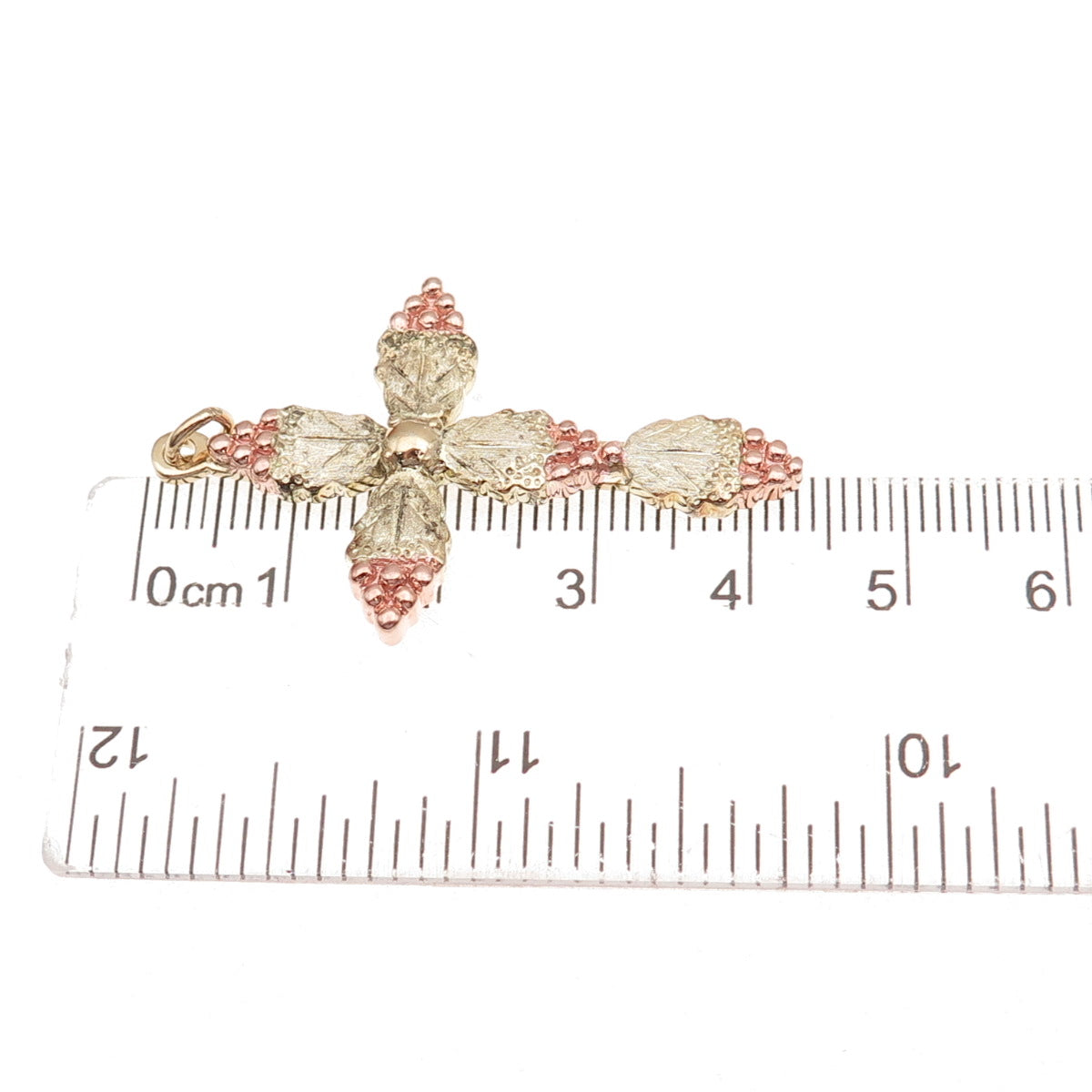925 Sterling Silver Rose & Yellow Gold Plated Vintage Floral Cross Pendant