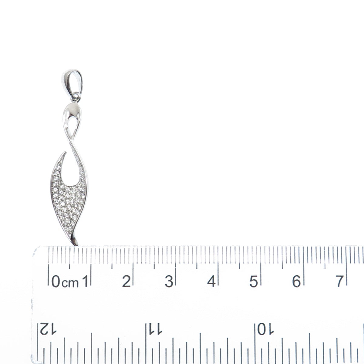 925 Sterling Silver Round-Cut C Z Twisted Charm Pendant