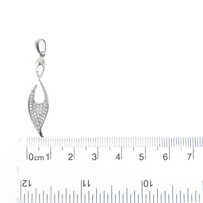 925 Sterling Silver Round-Cut C Z Twisted Charm Pendant