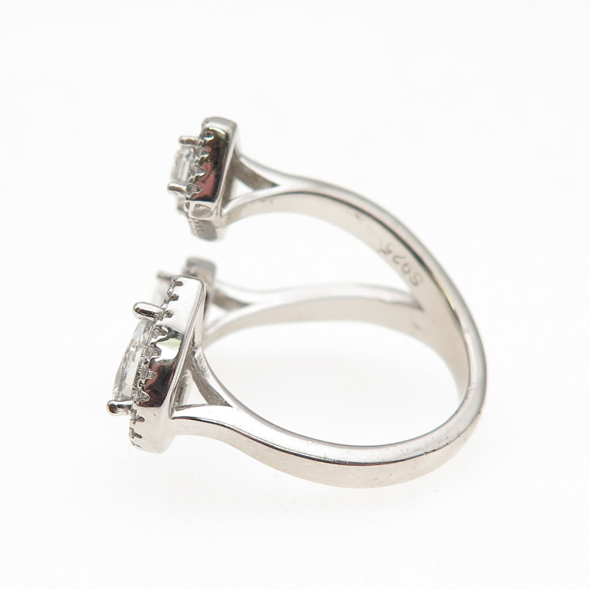 925 Sterling Silver Multi-Cut C Z Adjustable Ring Size 6