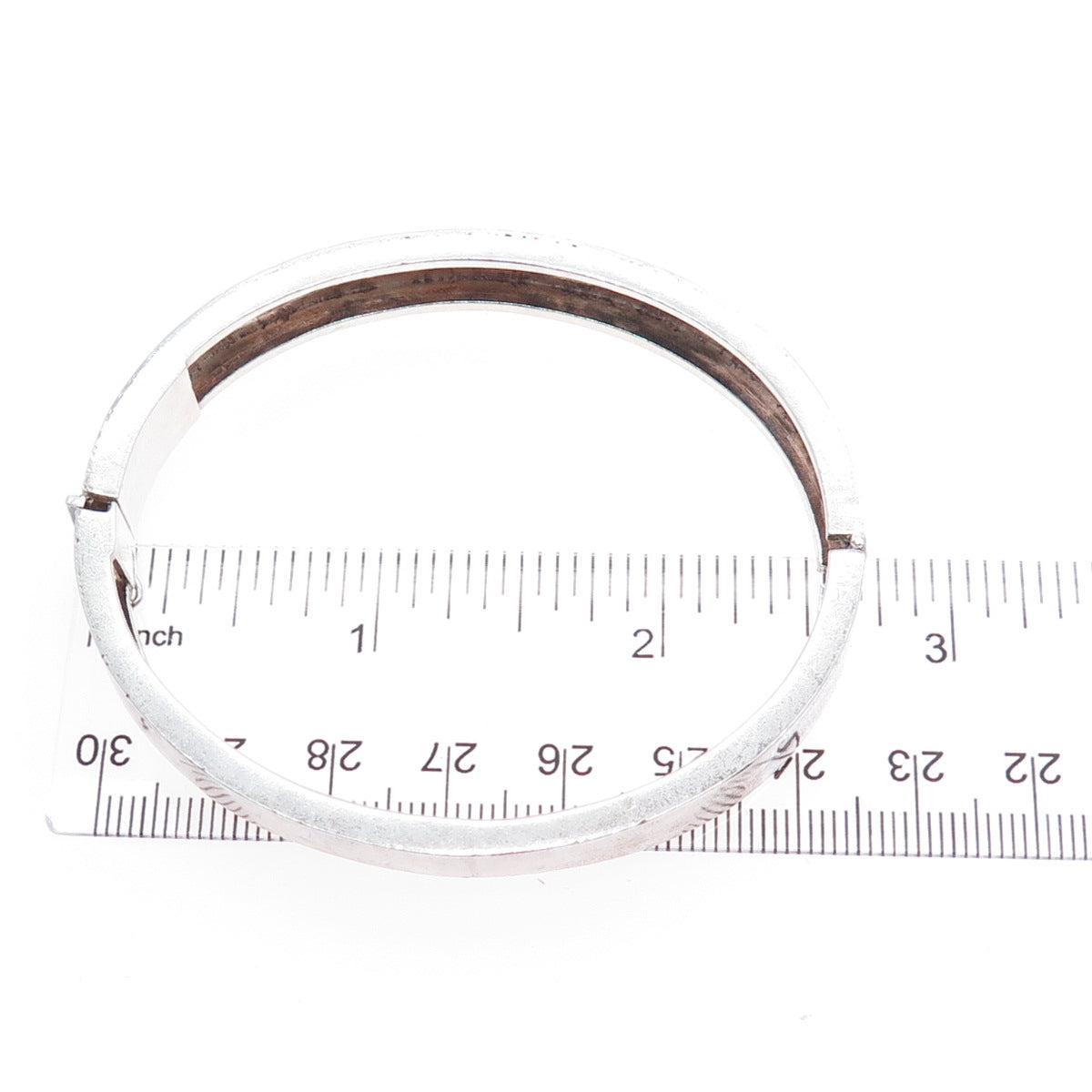 950 Silver Vintage Modernist Oxidized Bangle Bracelet 7"