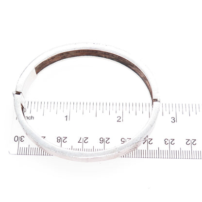 950 Silver Vintage Modernist Oxidized Bangle Bracelet 7"