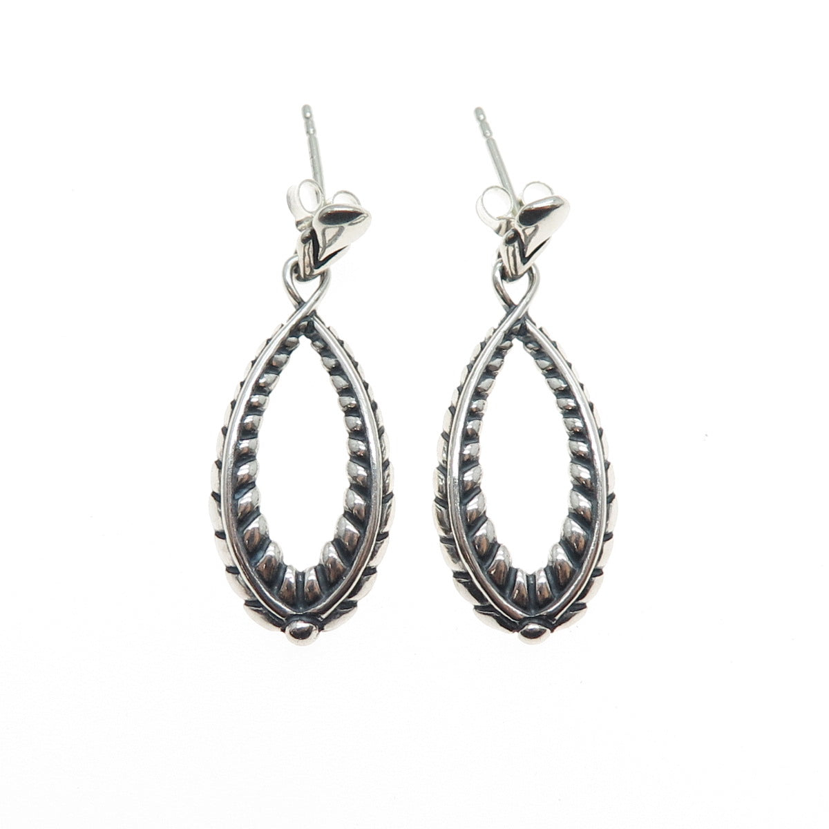 CAROLYN POLLACK American West Sterling Silver Vintage Feather Oxidized Earrings