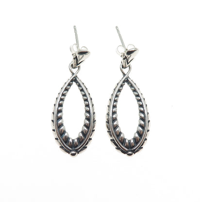 CAROLYN POLLACK American West Sterling Silver Vintage Feather Oxidized Earrings